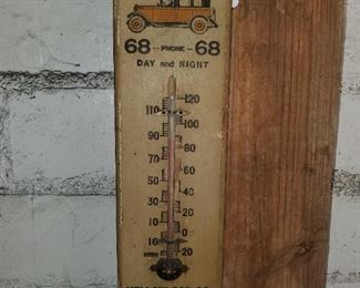 Antique "Yellow Cab Company" Wooden Thermometer