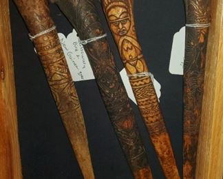 New Guinea Cassowary bird bone carved daggers