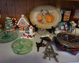 green glass, decor, holiday decor