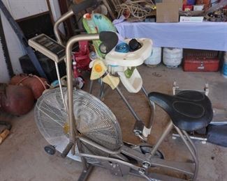 exercise bike. high chair