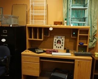 computer desk, storage, chair mat, (fan not for sale)