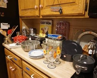 wine glasses, bake ware