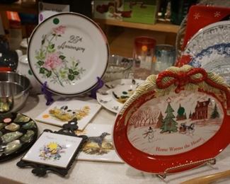 serving trays, trivets, 25th Anniversary plate