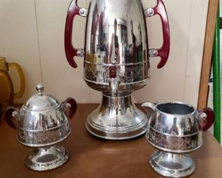 Art Deco Vulcan Coffee Urn Creamer And Sugar