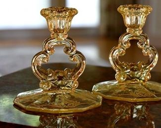 yellow glass candle holders
