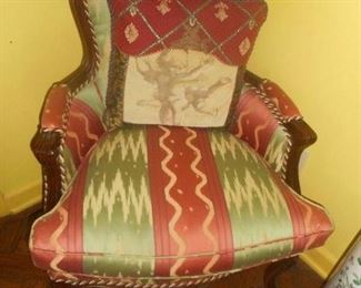 FRENCH FAUTEUIL SILK ARM CHAIR $425