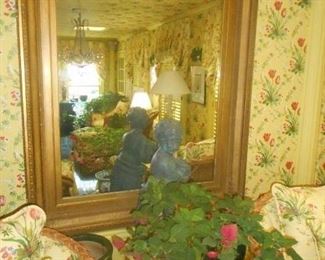 HUGE GOLD LEAF MIRROR 55" x 69" c. late 1800's to early 1900's $900