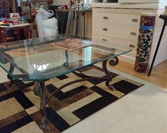 Glass Top Metal Base Frame Coffee Table