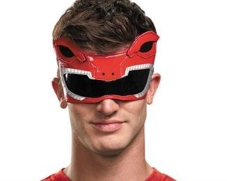 Disguise Costumes Adults Red Mighty Morphin Power Ranger 1/4 Mask Costume Accessory