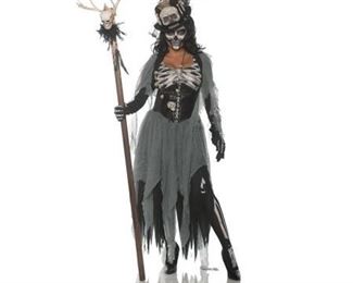 Black Magic Women Adult Voo Doo Witch Doctor Wicked Costume size M