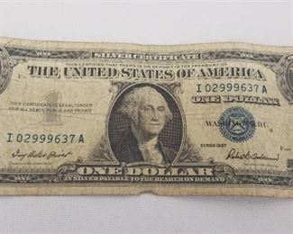 1957 Silver Dollar Bill Silver Certificate