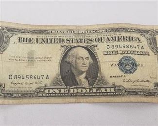 1957 A Dollar Bill Silver Certificate