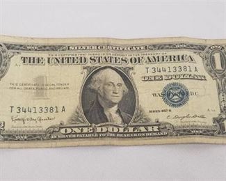 1957 B Dollar Bill Silver Certificate