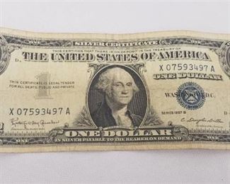 1957 B Dollar Bill Silver Certificate