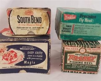 Lot of 4 Vintage Fishing Reel Boxes EMPTY