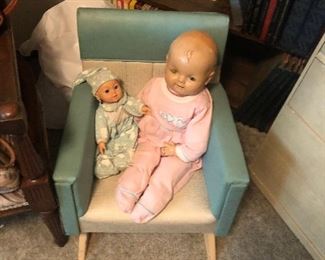 Vintage Childs chair and Vintage Toys
