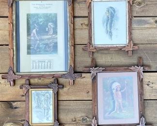 Vintage prints in Adirondack frames - many available