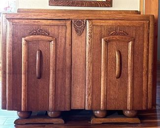 Solid wood vintage hutch on ball feet
“Grange Furnishing Stores”