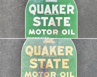 Quaker State Oil metal sign - front/back