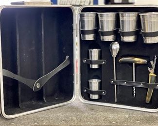 Vintage Cocktail Set in Hard Travel Case