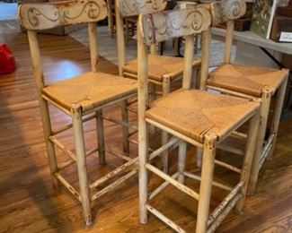 Hand painted Bar Stools w/rushed seats