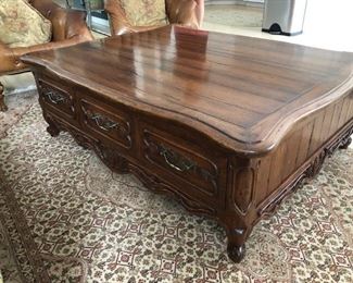 Large Coffee Table w/ 3 Drawers & Storage Chest 