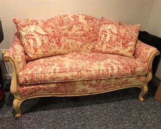 Hickory Chair French Traditional Toile Upholstered Love Seat 