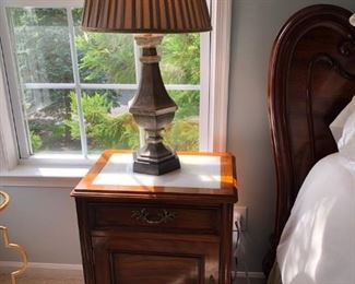 French Style Side Table w/ 1 Drawer plus Storage, Lamp