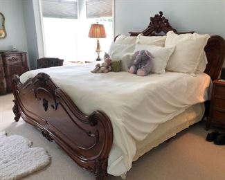 Beautiful Simon Horn Ornate King Bed w/ Mattress & Boxspring