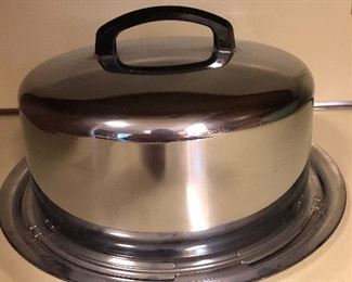 Vintage Everedy Co. Stainless Steel Cake Carrier with Sliding Lock Lid
