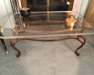 Hollywood Regency Style glass top coffee table