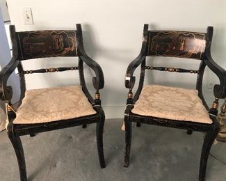 Pair of Painted Regency Chairs Historic Charleston Collection by Baker Furniture