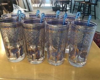 Georges Briard  signed Mid-Century Wet Your Whistle Highball Glasses set of 8