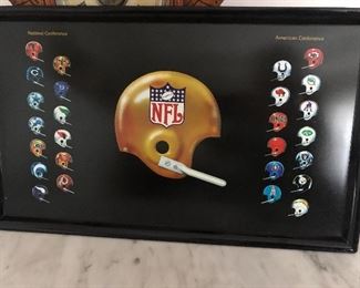 Vintage 1971 NFL Football AFC & NFC Conference Helmets Cocktail Serving Tray