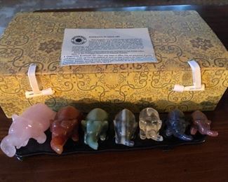 Asian art gemstone elephants