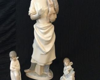 Lladro Doctor Holding Newborn Baby and 2 Lladro NAO Daisa Angel Figurines