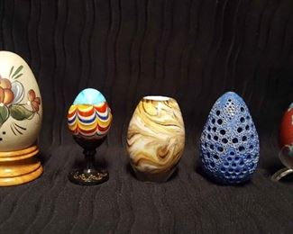 Unique Egg Paperweights Including Murano Glass