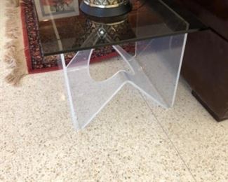 Lucite and Smoked Glass End Table