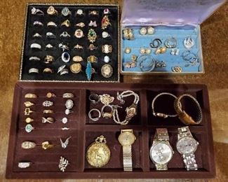 Fashion rings, Gruen Precision watch, Longines 15 Jewel 10K RGP