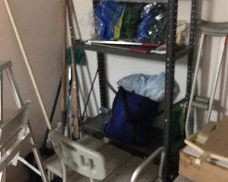 Metal shelf, shower chair