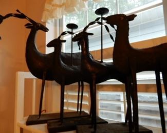 Large Metal Deer Candle Holders