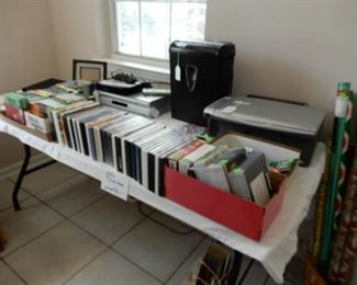 Shredder, Printer/Scanner, Books on CD, DVD players, DVDs