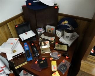 Union Pacific note pads, pens, staplers, coasters, coffee mugs, paper weights, stationary