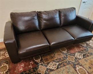 Ethan Allan leather sofa with sleeper bed