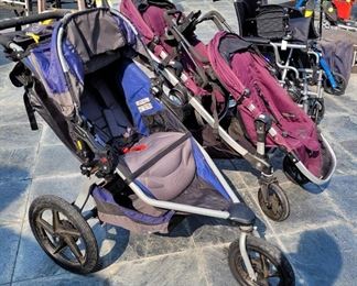 Bob Gear blue stroller and twins stroller