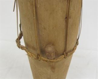 WOODEN DRUM - LEATHER TOP, WOOD TUNERS, 14.5" TALL