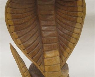 WOOD CARVING OF A COBRA