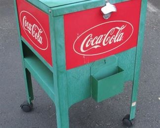 VINTAGE COCA COLA ICE CHEST CART. 30" TALL