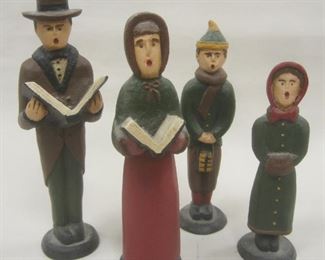 .ROYSTON WOOD CAROLERS C. 1987. TALLEST IS 6.75"