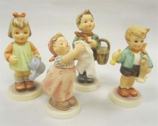 FOUR SMALL HUMMEL FIGURINES 3.75" TALL